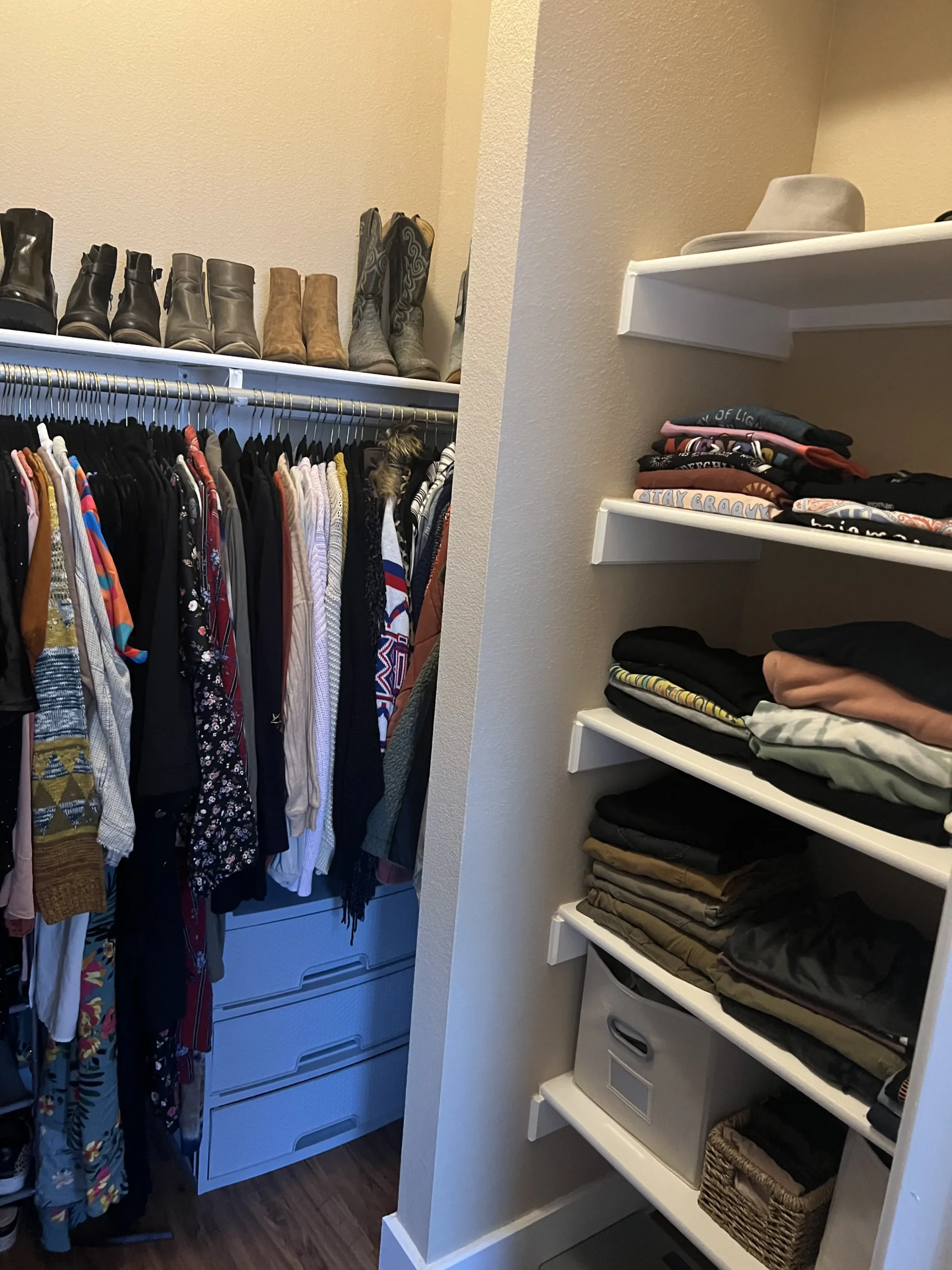 The same closet after professional organizing by Top Tier Tidying
